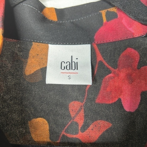 Cabi Catherine Blouse 3505 Midnight Floral Sheer Ruffle Small - Picture 5 of 9